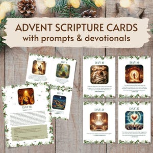 Cartes imprimables des Ecritures de l'Avent, calendrier de l'Avent chrétien pour enfants, histoire de Noël, carte verset de la Bible, calendrier de l'Avent 25 jours compte à rebours 2025