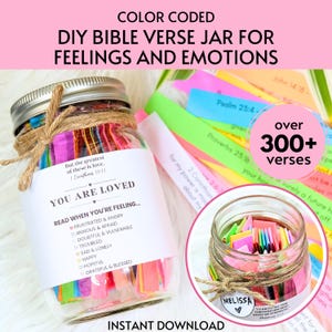 DIY Bible Verse Jar Printable, Color Coded Scripture Jar Printable Read Me When Jar Kit, Folded Colorful Bible Verse Jar for Teen Girl Women