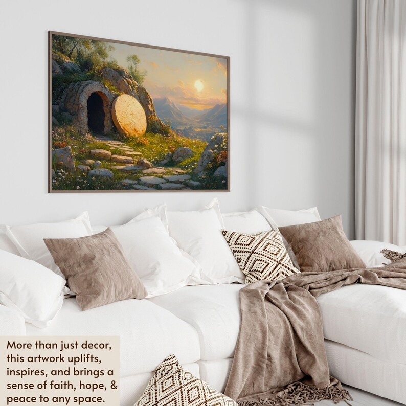 Empty Tomb Painting He is Risen Wall Art, He is Risen Printable Jesus ...