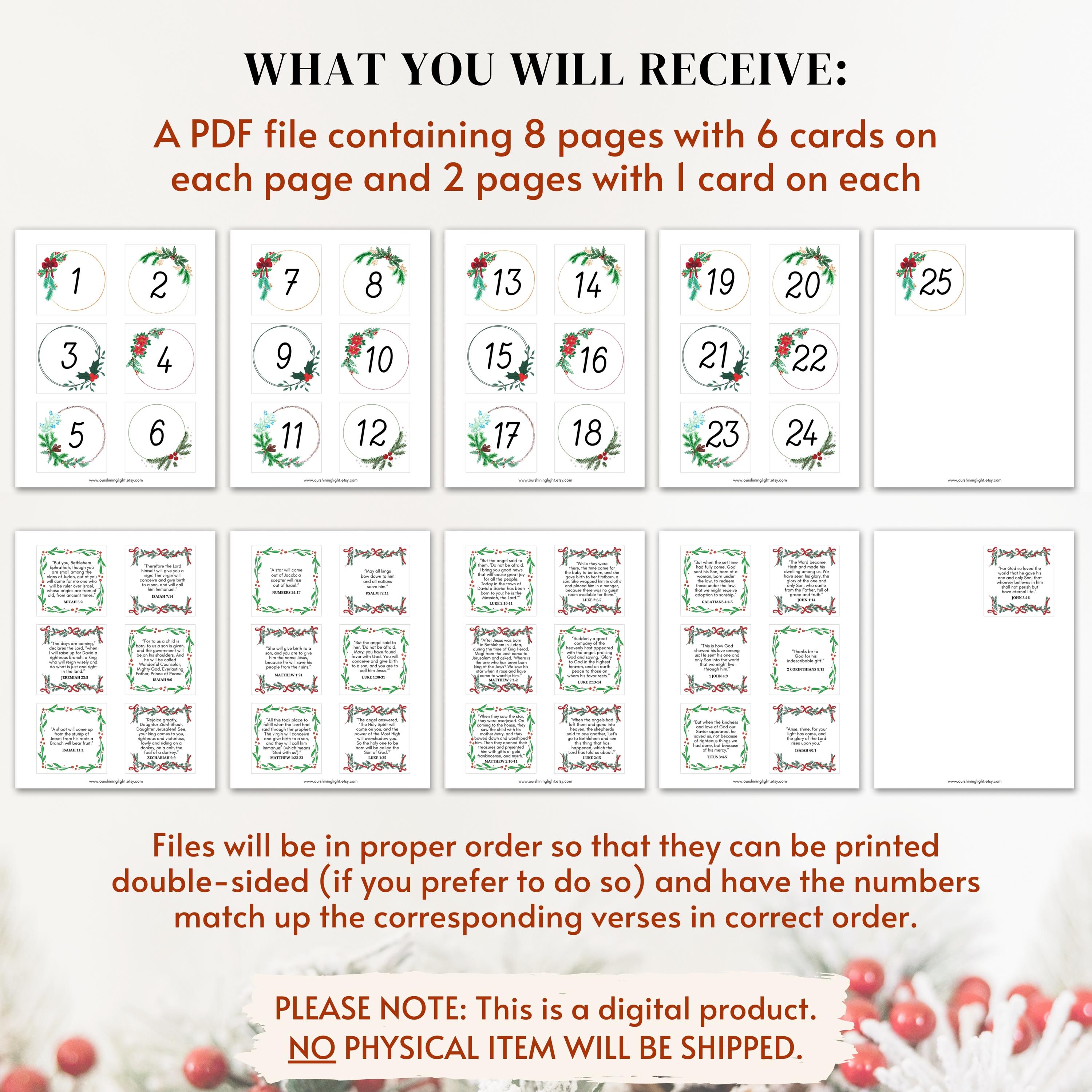 Advent Scripture Cards, Christian Advent Calendar Printable, Advent ...