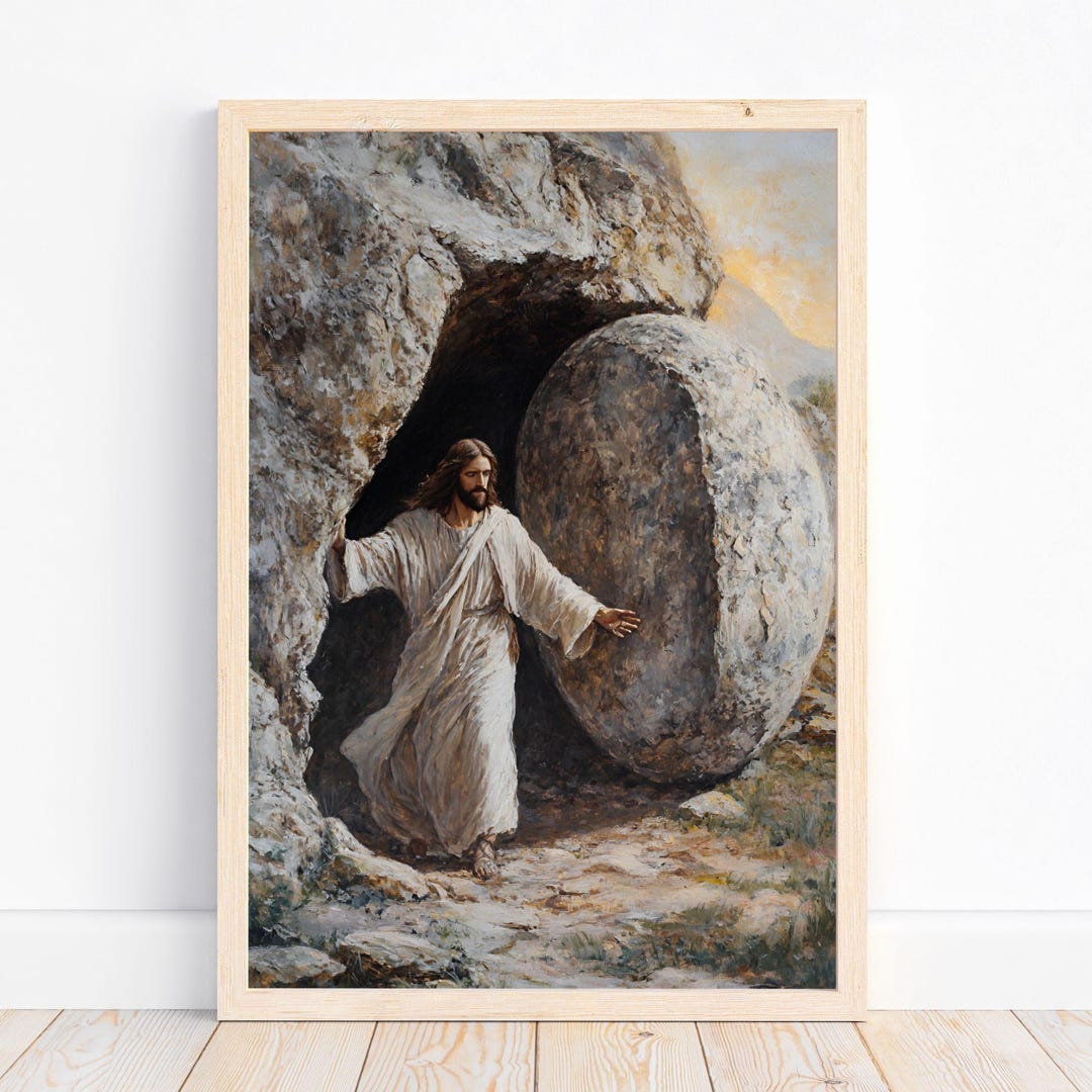 He is Risen Wall Art Printable, Jesus Painting Easter Decoration Bible ...