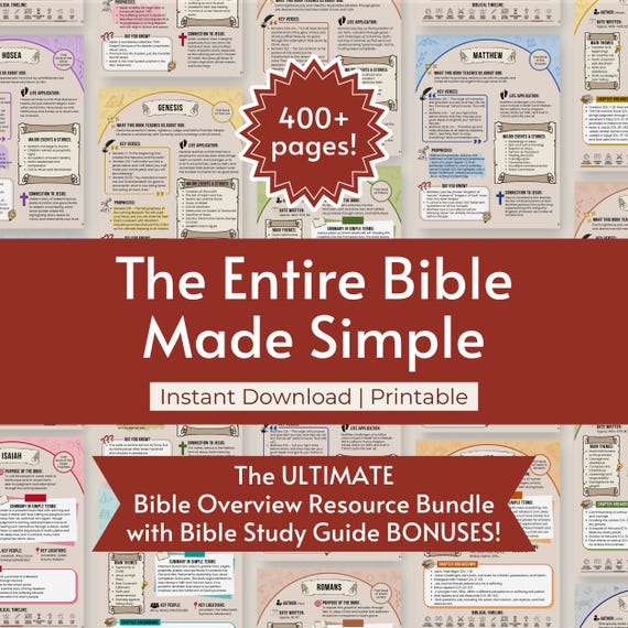 Entire Bible Made Simple, Women's Bible Study Guide Printable PDF, Bible Chapter Summary Bible Study Resource Bundle, Bible Summary Guide