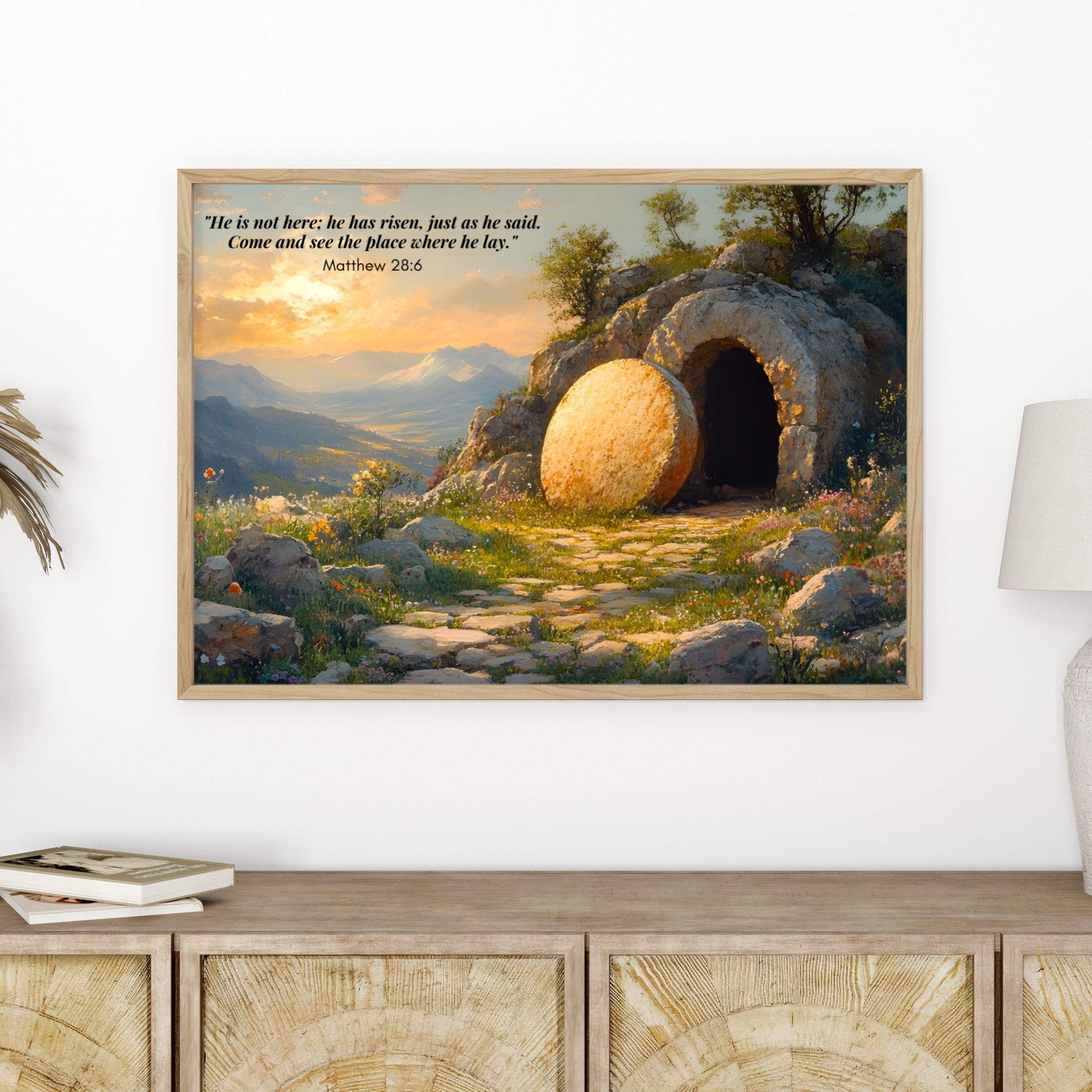He is Risen Wall Art Printable, Jesus Resurrection Wall Art, Bible ...