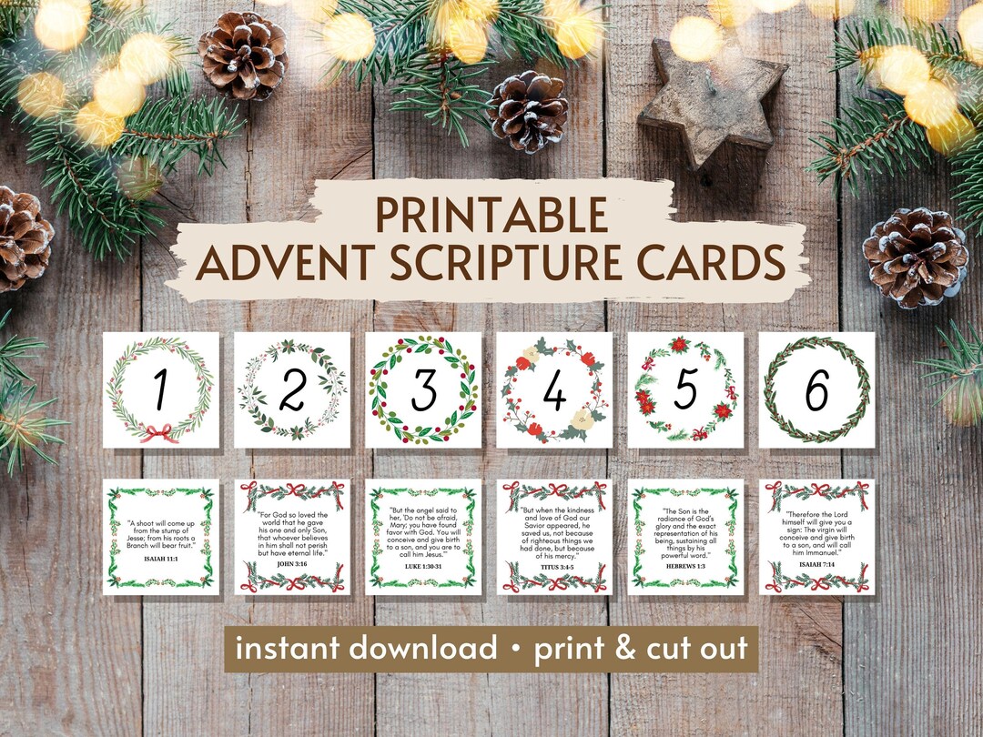 Printable Advent Scripture Cards, Christian Advent Calendar, Kids Advent Calendar, Nativity ...