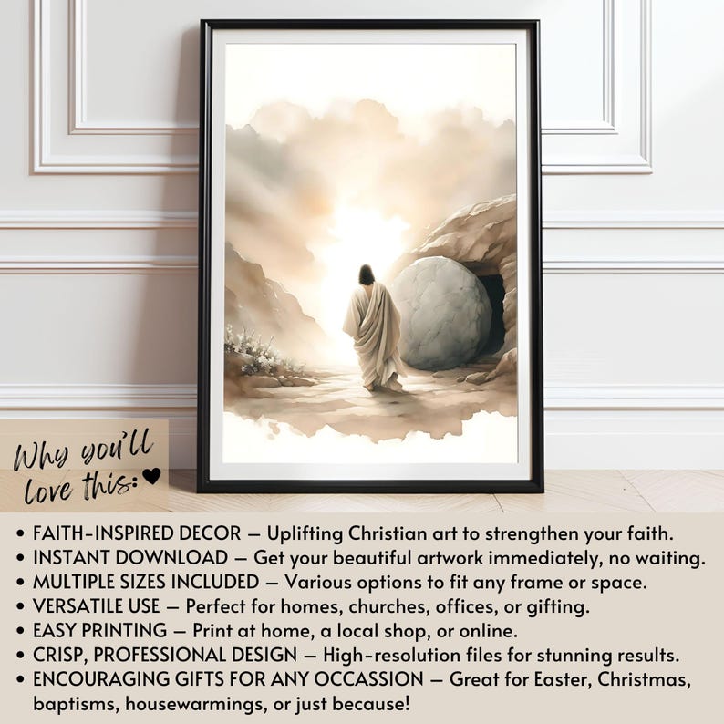 He is Risen Wall Art Printable, Watercolor Jesus Painting Easter ...