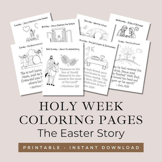 Printable Holy Week Activities for Kids, Holy Week Coloring Pages, Easter Story Coloring Sheets, LDS Holy Week Printables Christian Children