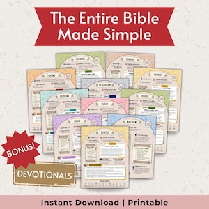 Entire Bible Made Simple, Bible Book Summary, Bible Summary Guide, Bible Chapter Summary, Bible Study Chapter Study Bible Study Guides PDF