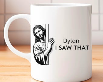 Taza cristiana divertida personalizada, regalo cristiano divertido para hombres y mujeres, taza con el texto "Jesús, vi eso", taza con meme de Jesús, tazas de café religiosas, taza de Jesús