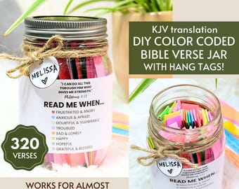 KJV Bible Verse Jar DIY Scripture Jar Printable Christian Read Me When Jars for Feelings and Emotions, Prayer Jar Printable Encouragement