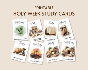 Printable Holy Week Cards, Holy Week Printable Easter Story Cards, Lds Holy Week Study Cards, Holy Week Cards Kids, Easter Lesson Lds Easter
