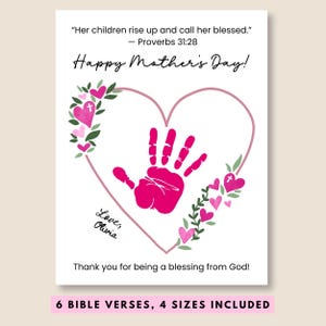 Mother&#39;s Day Sunday School Craft Toddler Mothers Day Christian Handprint Craft with Scripture, Religious Mothers Day Craft Preschool Church