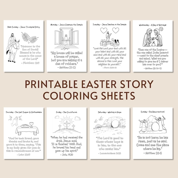 Easter Story Coloring Sheets Printable Holy Week Activities for Kids, Holy Week Coloring Pages, LDS Holy Week Printables Christian Children