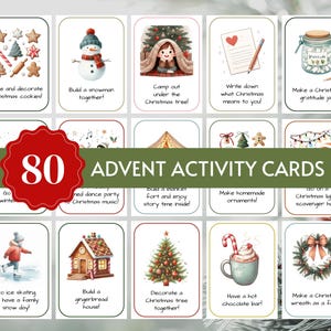 80 ausdruckbare Advents-aktivitätskarten für Adventskalender 2025, Adventskalender für Kinder & Familie, Adventskalenderfüller, Weihnachts-Countdown