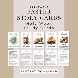 Oster-Geschichtenkarten druckbare Karwoche für Kinder Osterwochenaktivitäten, Osterbibelstudienkarten LDS Karwoche Printables, Palmsonntagbasteln