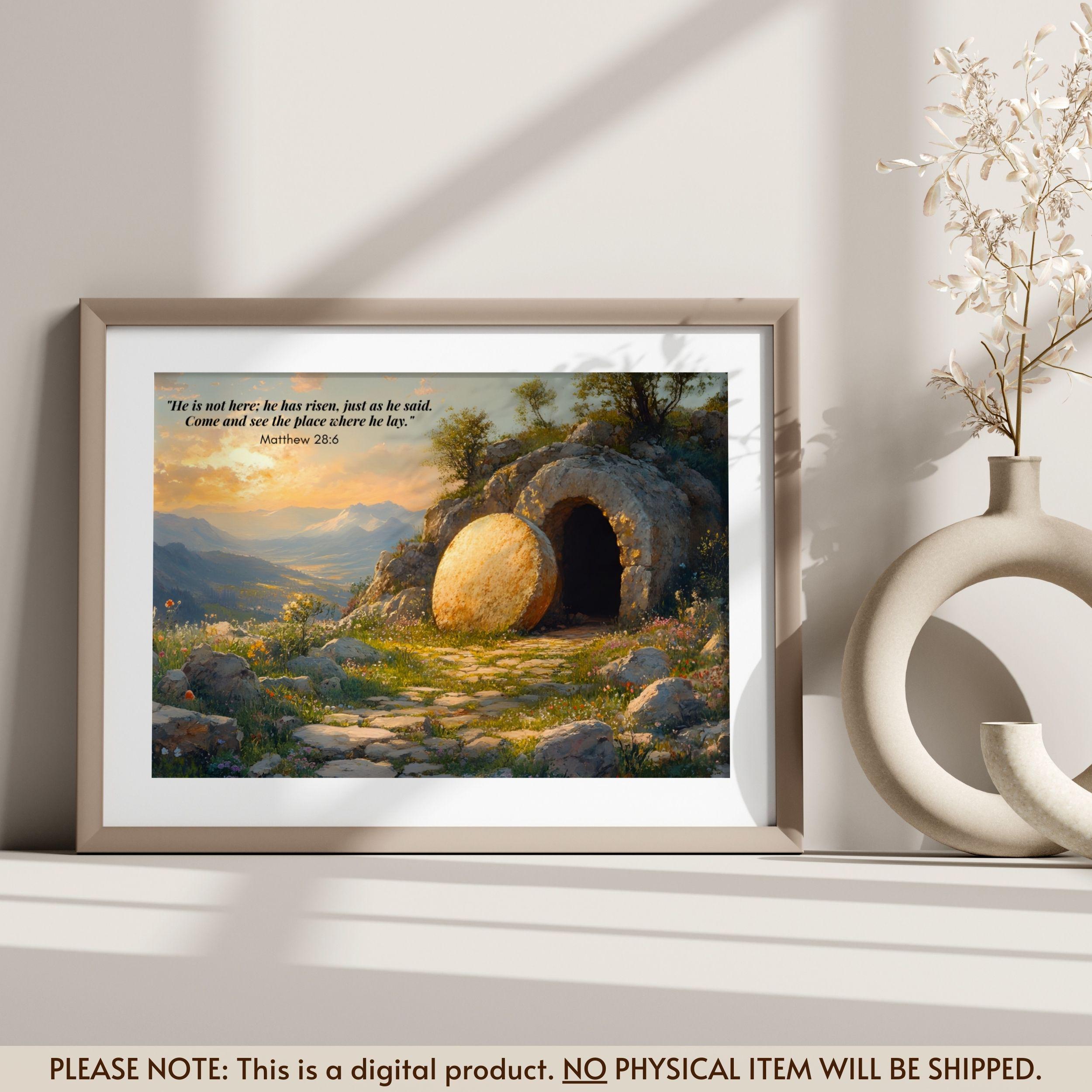 He is Risen Wall Art Printable, Jesus Resurrection Wall Art, Bible ...