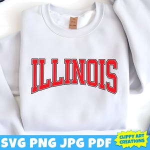 Illinois Varsity Letters SVG, USA State Svg, IL Png, Chicago Svg, Illinois Png, voetbal, voetbal, basketbal Svg, honkbal, Cricut Cut-bestand