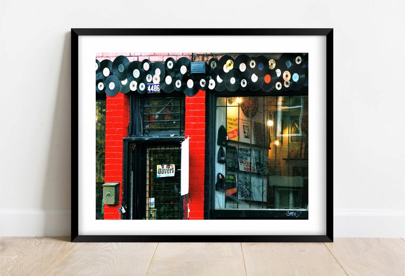 Urban photography, Montreal, funky shop, red, brick, window, boho, hippie, scarlet, urbex Record Store image 2