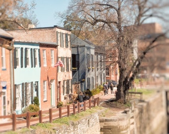 Georgetown photography, Washington DC print, historic district, canal, old town, row houses - "C  & 0 Canal"