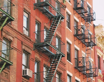 New York city photography, Chelsea, architecture, urban print, brownstones, fire escapes - "NYC apartments"