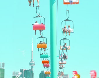 Amusement park photography, Toronto, CNE, fun fair, pastel, nursery wall art, home decor - "High in the sky"