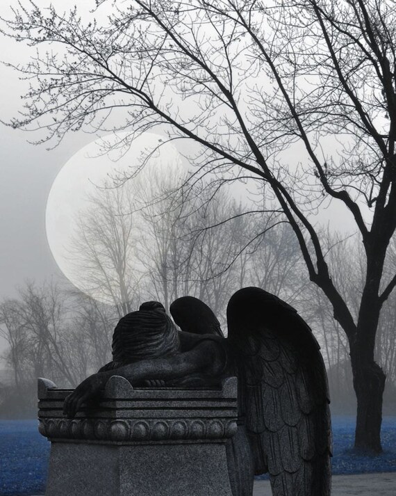Surreal Gothic Angel Photography Dark Blue Black Grey Night Etsy