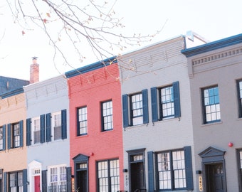 Georgetown photography, historic district, Washington DC, urban print, street photo, architecture - "Row houses"
