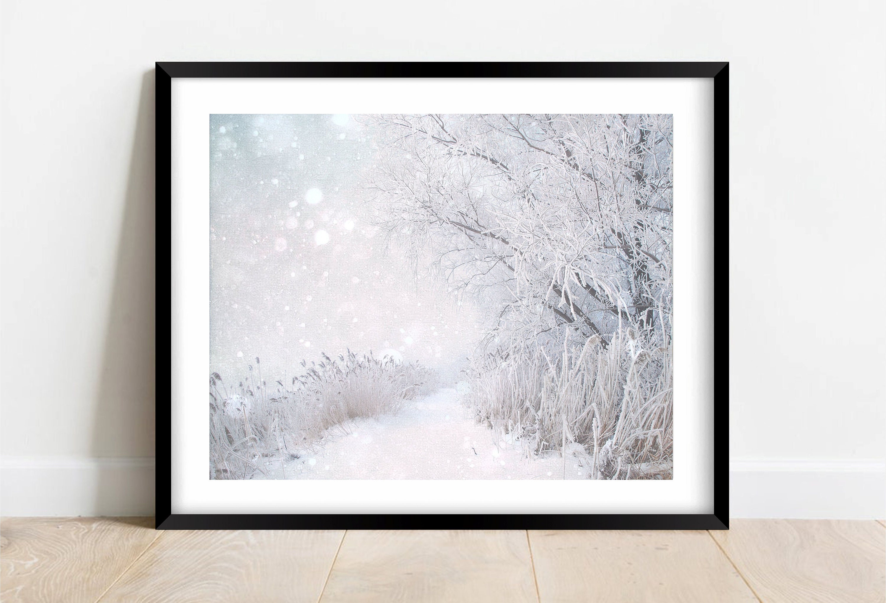 Fond de photographie de paysage d'hiver de Noël blanc neige forêt neige  enfants portrait accessoires de séance photo décoration vinyle (2,4 m x 1,8  m) : : High-Tech