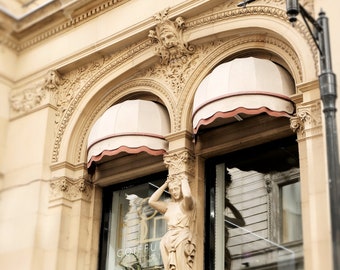 Old Montreal photography, beauty shop print, window reflections, neutral decor, urban art, storefront - "Window shopping"