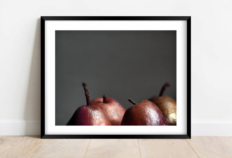 Fruit photography, still life, kitchen wall art, rustic print, farmhouse decor, country kitchen Red apples image 2