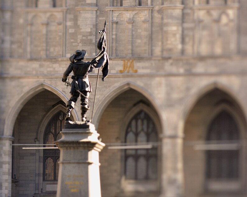 Montreal photography, historic district, urban print, architecture, street scene, Place d'Armes image 1