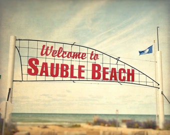 Beach photography,  landscape print, Ontario, nautical decor, pastel, beige, cream, sand, surf, rustic - "Sauble Beach"