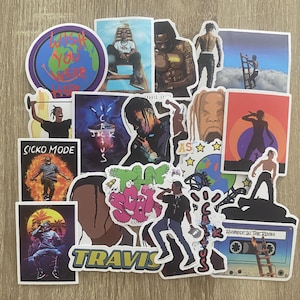 Set di adesivi Travis Scott, singolo o in confezione Cactus Jack, artista rap, per telefono, laptop