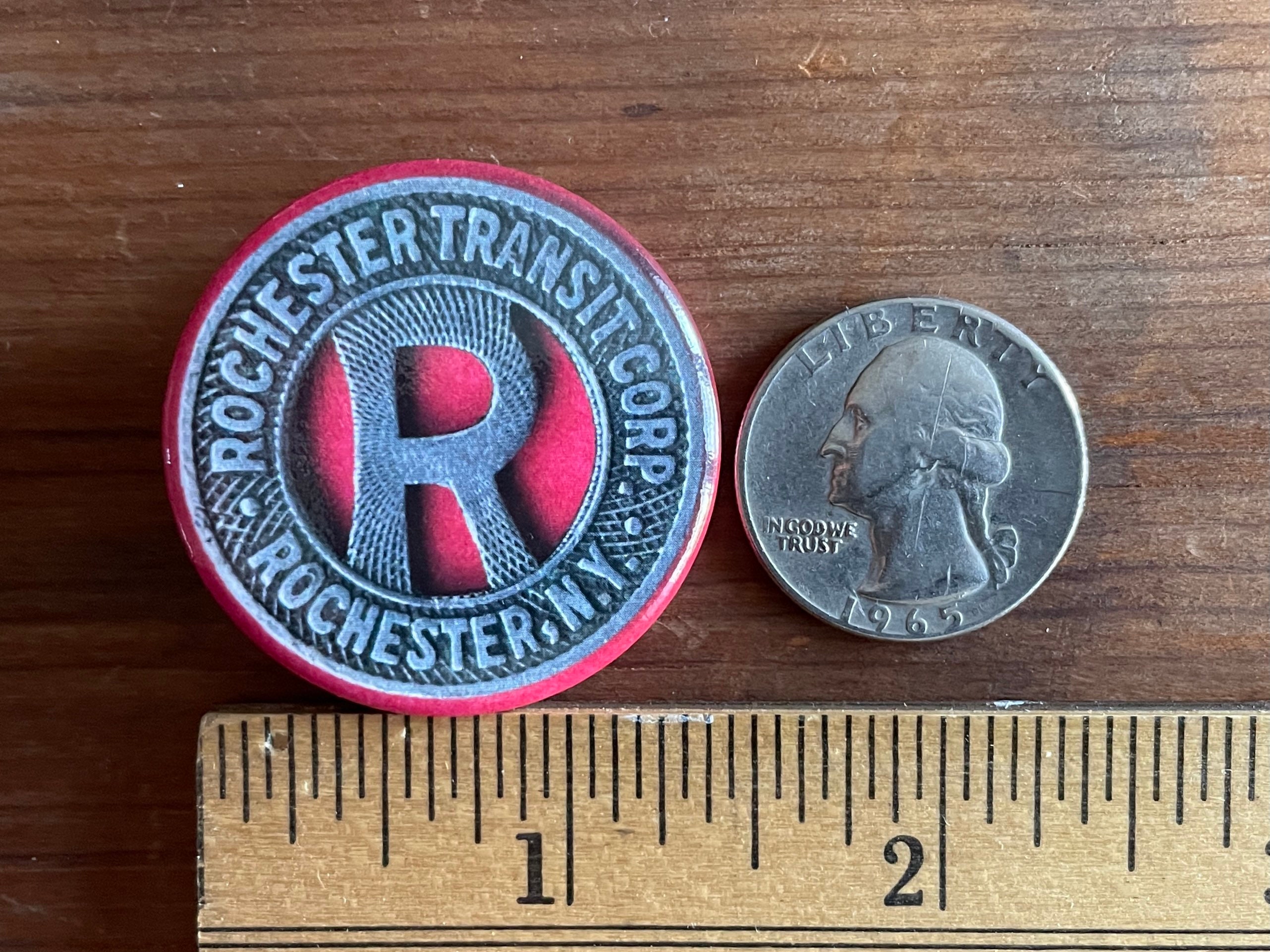 Rochester New York token pin, lapel pin, transportation token pin