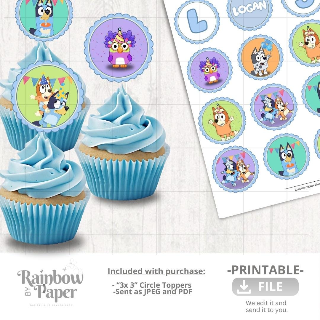 Bluey Birthday Cupcake Toppers, Printable,party,download Files - Etsy