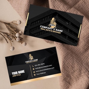 Black  Gold Luxury Business Card Template | Minimalist Modern Realtor Branding | Elegant & Editable Design for Professionals