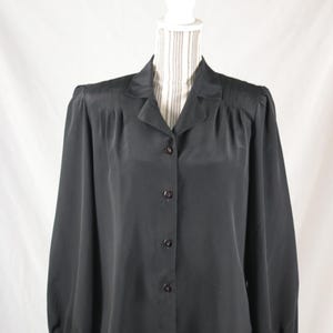 Vintage 80s Silk Blouse - Classic Black