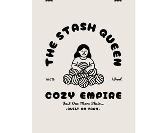 Póster de Knitting Stash Queen: Arte mural para la sala de manualidades, regalo para amantes del hilado