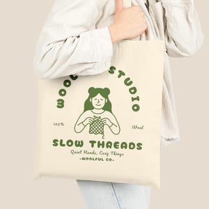 Cotton Canvas Tote Bag, Knitters Tote Bag for Storing WIP Projects, Gift for Knitters Crafters Crochet, Yarn Lover Gift, Knitting Project