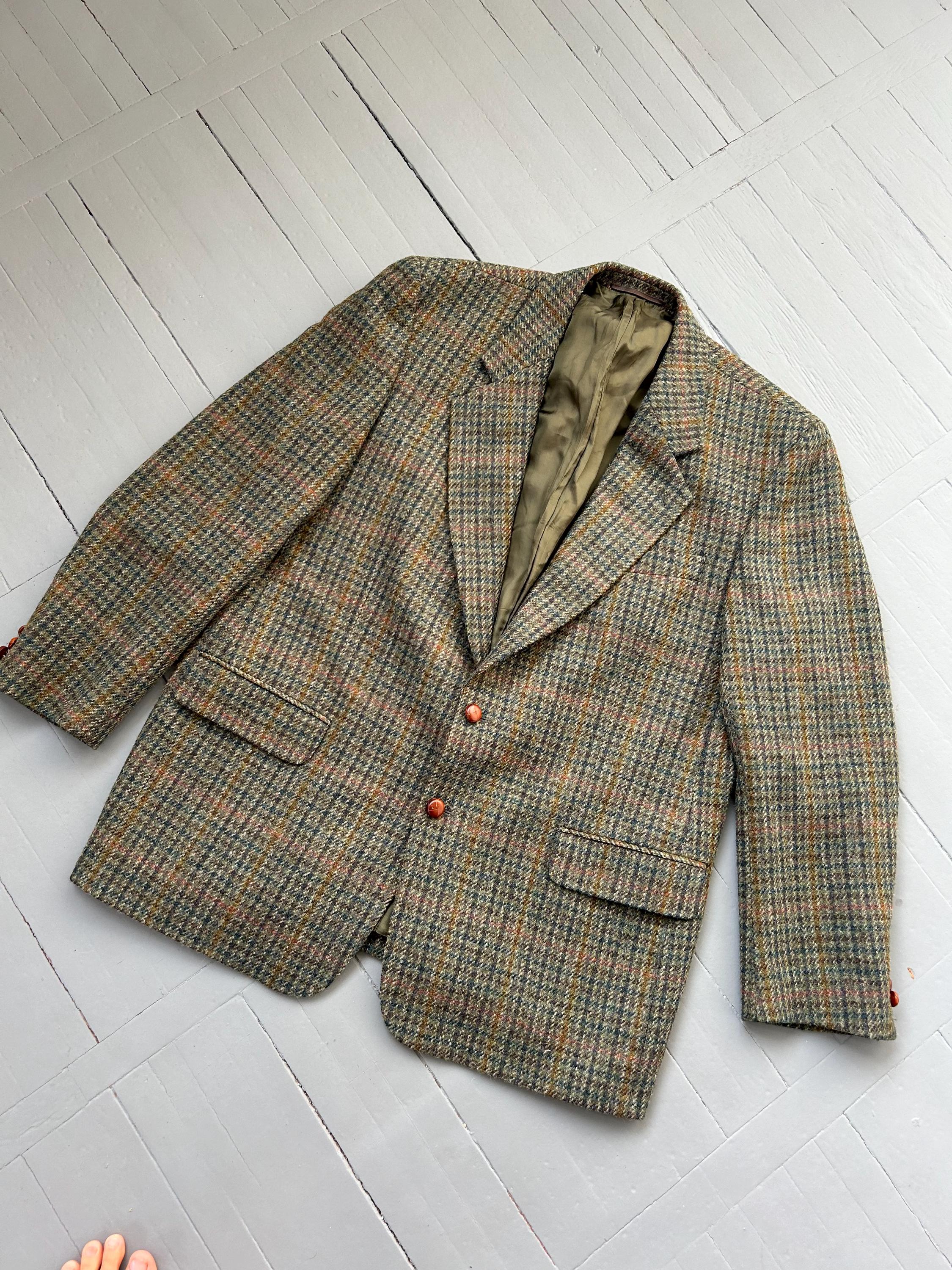 Veste Blazer Homme Harris Tweed à Carreaux - Laine écossaise Vintage Taille L - Style Y2K