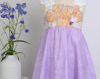 Girls Dress -  Monarch Butterfly Print with Lace and Twirly Purple Skirt - Baby, Toddler or Kids Dress  -  Handmade in Maui, Hawaii