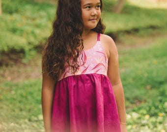 Girls Dress -  Bird of Paradise Bright Tropical Print - Baby, Toddler or Kids Dress  -  Small Batch Handmade in Maui, Hawaii