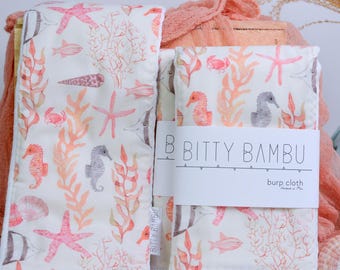 Hawaii Baby Gift, Ocean Themed Burp Cloth, Coastal Baby Shower Gift, Burp Cloth Set, Handmade in Maui