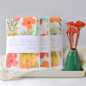 Pineapples and Hibiscus - Hawaii Tropical Burpie Boutique Baby Gift - Layette Gift - Hawaii Baby - Gender Neutral Baby Gift - Maui, Hawaii