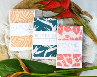 Hawaii Tropical Baby Presentset - Nyföddpresentset - Färgglad botanisk present till blivande mamma - Paradisfågel, anthurium och vågmönster