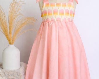 Girls Dress -  Ombre Popsicles with Pink Twirly Skirt and Adjustable Straps  - Baby, Toddler or Kid's Dress  - Handmade in Maui, Hawaii USA