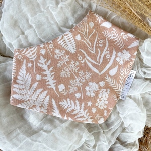 Baby Bib - Bandana Style Drool Bib - Ferns in Neutral - Gender Neutral Baby Gift - Baby Shower Gift - Made in Maui, Hawaii USA