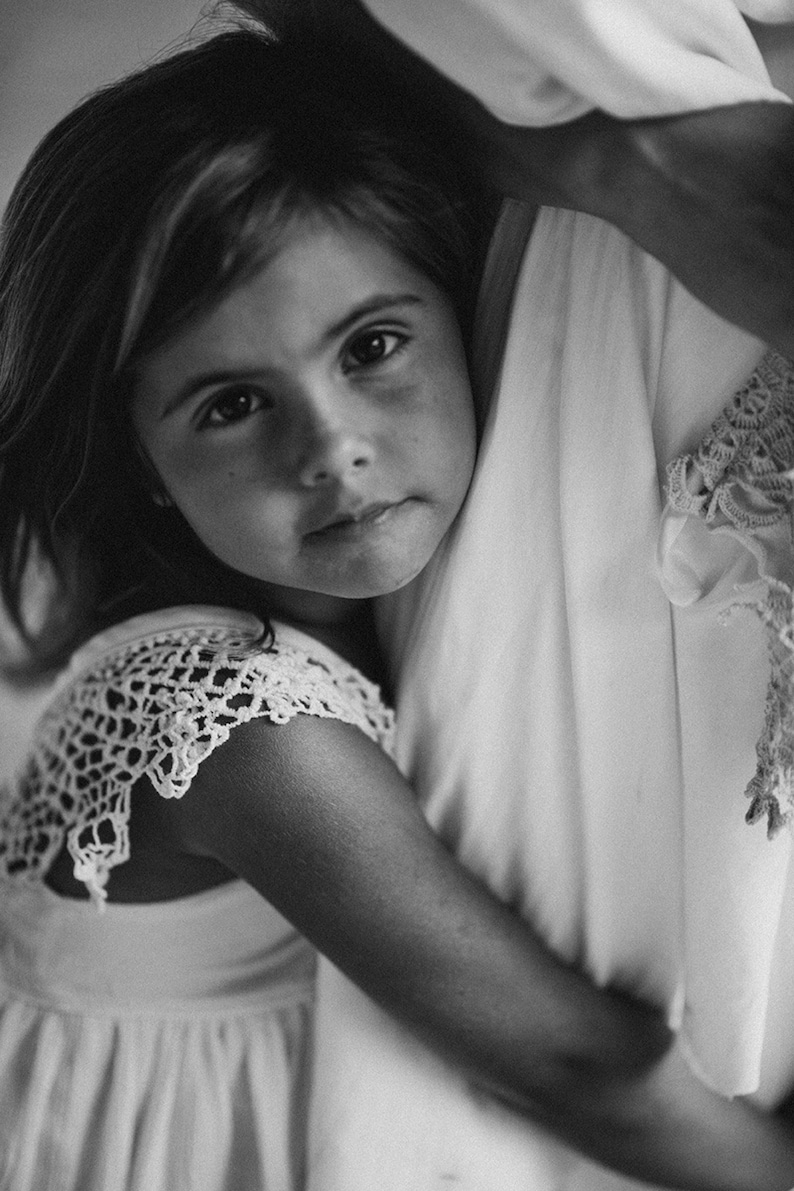 Flower Girl Photoshoot Dress Boho Lace Flower Girl Dress Flower Girl Dress Ivory Junior Bridesmaid Made in Maui Hawaii image 5