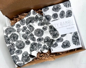 Baby Gift Box - Opihi Print Handmade Organic Knit Shorts and matching Handmade Burp Cloth - Made in Maui, Hawaii