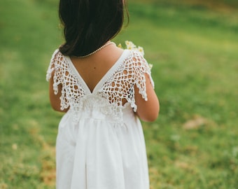 Flower Girl | Photoshoot Dress Boho |  Lace Flower Girl Dress  |  Flower Girl Dress Ivory |   Junior Bridesmaid | Made in Maui Hawaii