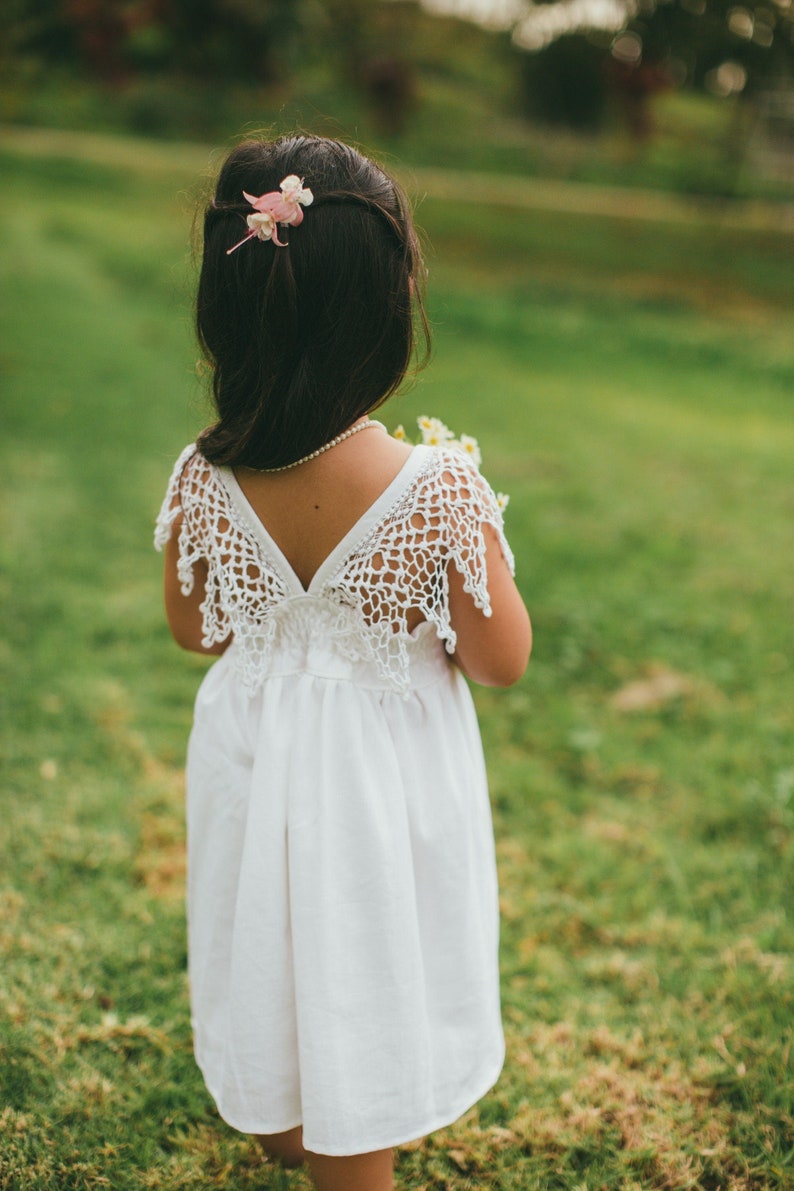 Flower Girl Photoshoot Dress Boho Lace Flower Girl Dress Flower Girl Dress Ivory Junior Bridesmaid Made in Maui Hawaii image 1